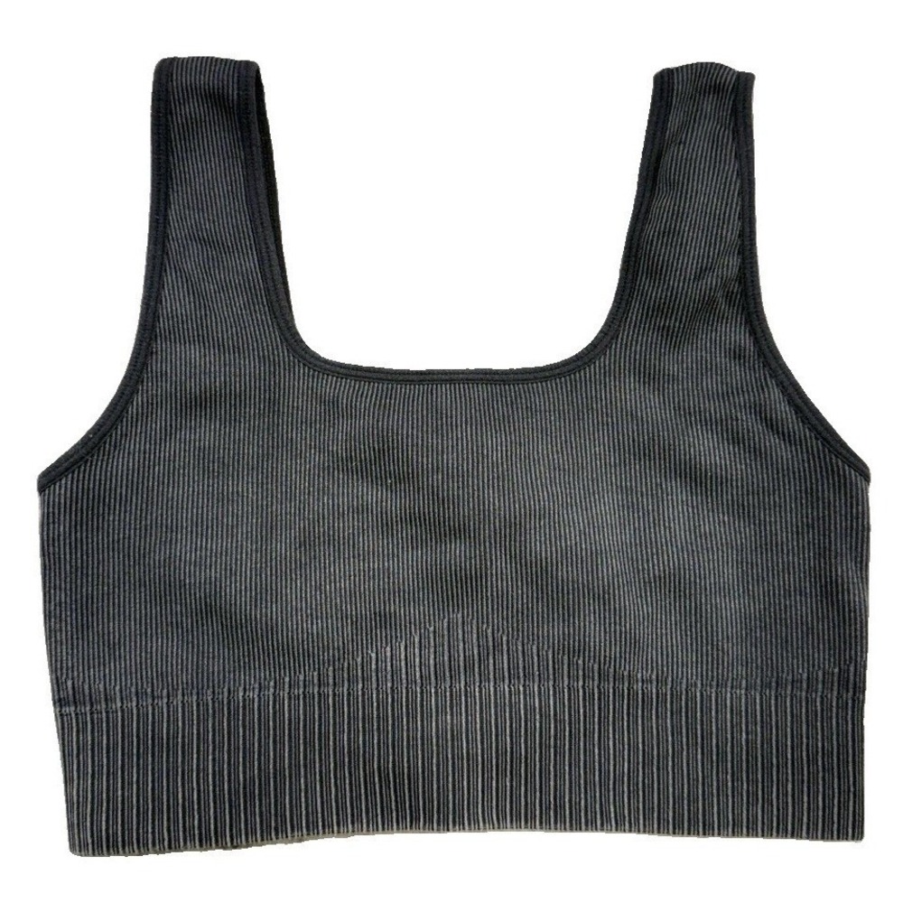 Joy Lab Ribbed Low Support Seamless Faded Black Sports Bra Sz Sm Normcore
